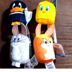 Set of 4 Looney Tunes Mini Plush Duffy Duck, Tweety Bird, Bugs Bunny &Lola Bunny
